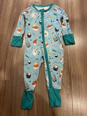 Little Sleepies Zippy Sushi Print Footie Pajamas Blue and Teal